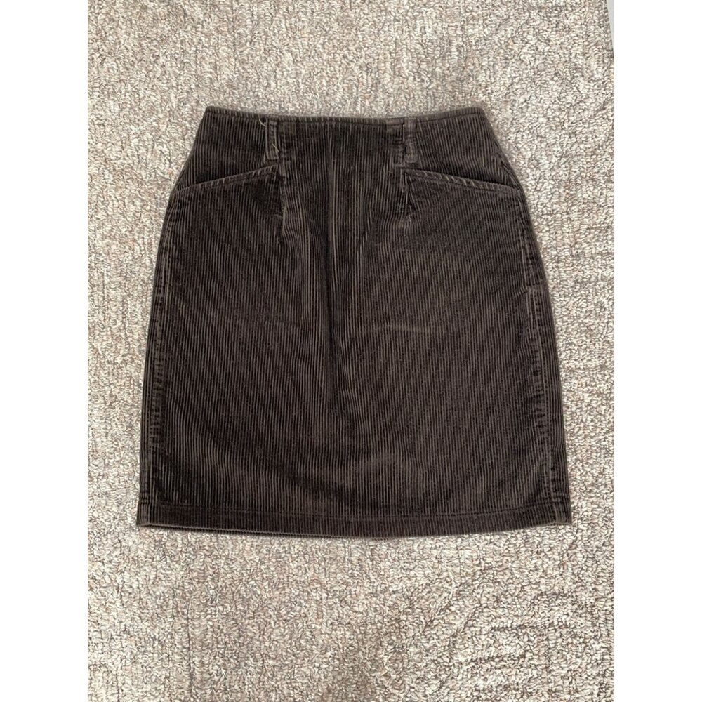 VTG Eddie Bauer Corduroy Mini Skirt Womens 6 Brown with Pockets 19 inch